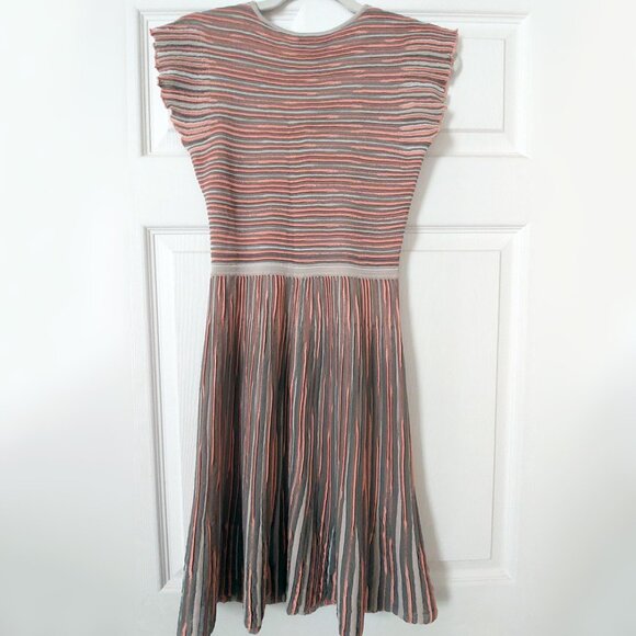 Pink and Grey Knitted Striped Pleated Dress - Picture 10 of 14